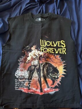 Wolves Forever Graphic Muscle Tee - Black